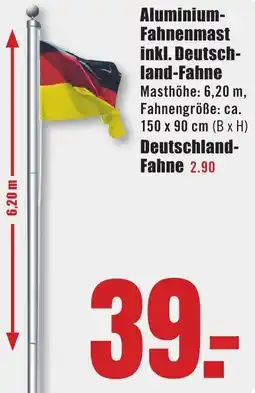 B1 Discount Baumarkt Aluminium Fahnenmast inkl. Deutschland-Fahne Angebot