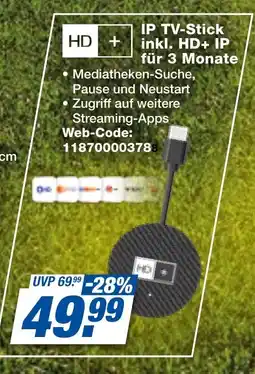 expert Techno Land IP TV-Stick inkl. HD+ IP für 3 Monate Angebot