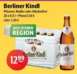 Getränke Hoffmann Berliner Kindl Pilsener, Radler oder Alkoholfrei Angebot