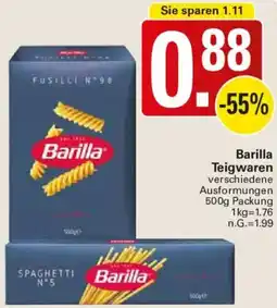 WEZ Barilla Teigwaren Angebot