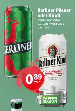 Getränke Hoffmann Berliner Pilsner oder Kindl Angebot