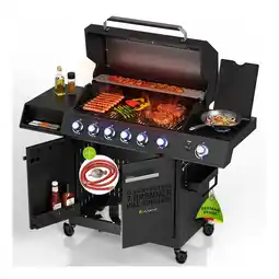 Netto Marken-Discount JUSKYS Gasgrill Tennessee 6+1 – Grillwagen mit Sichtfenster & Gusseisenrost Angebot