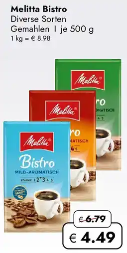 Travel Free Melitta Bistro Kaffee Angebot