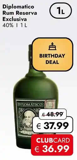 Travel Free Diplomatico Rum Reserva Exclusiva Angebot