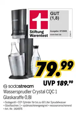 MEDIMAX Sodastream wassersprudler crystal cqc 1 glaskaraffe Angebot