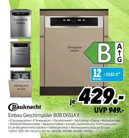 MEDIMAX Bauknecht einbau-geschirrspüler bob d651a x Angebot