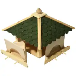 Netto Marken-Discount dobar Futterhaus mit grünen Bitumenschindeln inkl. Anflugstangen und 4 Futterbehältern Angebot