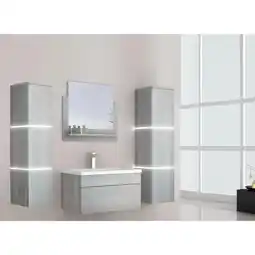 Netto Marken-Discount HOME DELUXE Wangerooge Badmöbel-Set grau, ca. 121 cm breit mit Seitenschrank und Spiegel (Gr. XL) Angebot