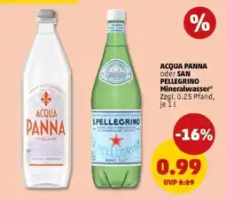 PENNY ACQUA PANNA oder SAN PELLEGRINO Mineralwasser Angebot