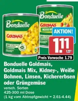 AEZ Bonduelle Goldmais, Goldmais Mix, Kidney-, Weiße Bohnen, Linsen, Kichererbsen oder Grüngemüse Angebot