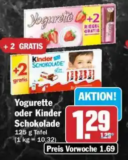 AEZ Yogurette oder Kinder Schokolade Angebot