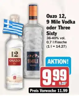 AEZ Ouzo 12, 9 Mile Vodka oder Three Sixty Angebot