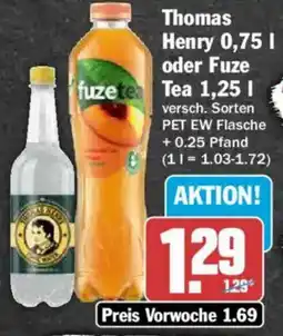AEZ Thomas Henry 0,75 l oder Fuze Tea 1.25 l Angebot