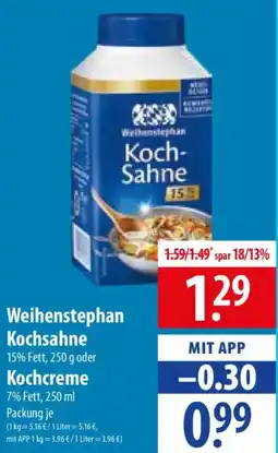Famila Nord Ost Weihenstephan Kochsahne oder Kochcreme Angebot