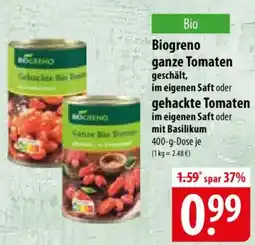 Famila Nord Ost Biogreno ganze Tomaten oder gehackte Tomaten Angebot