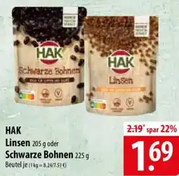 Famila Nord Ost HAK Linsen oder Schwarze Bohnen Angebot