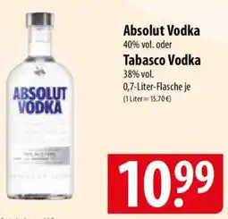 Famila Nord Ost Absolut Vodka oder Tabasco Vodka Angebot