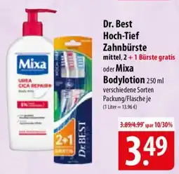 Famila Nord Ost Dr. Best Hoch-Tief Zahnbürste oder Mixa Bodylotion Angebot