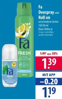 Famila Nord Ost Fa Deospray oder Roll on Angebot