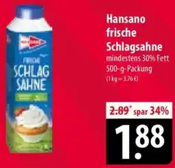 Famila Nord Ost Hansano frische Schlagsahne Angebot