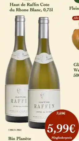 LPG Biomarkt Haut de Raffin Cote du Rhone Blanc Angebot