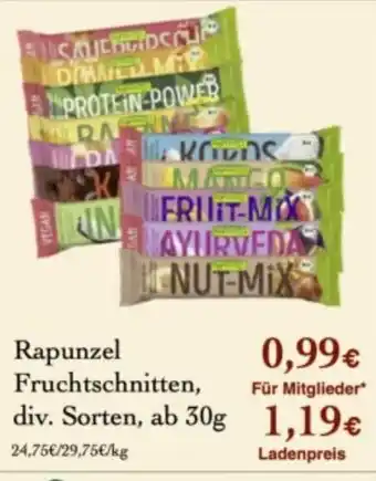 LPG Biomarkt Rapunzel Fruchtschnitten Angebot