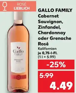 Kaufland GALLO FAMILY Cabernet Sauvignon, Zinfandel, Chardonnay oder Grenache Rosé Angebot