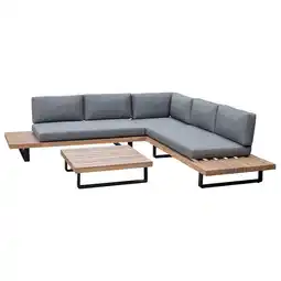 Netto Marken-Discount riess-ambiente Gartenlounge Set ST. BARTH 255cm grau natur Akazie Sitzecke inkl. Tisch und Kissen Angebot