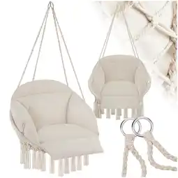 Netto Marken-Discount tectake Hängesessel, mit dickem Sitzkissen, mit Zierquasten, 80 x 81 x 139 cm Angebot