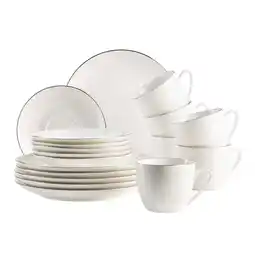 Netto Marken-Discount Mäser Kaffeeservice, Porzellan Felise Weiß / Schwarz Angebot
