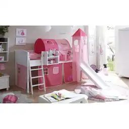 Netto Marken-Discount TiCAA Hochbett mit Rutsche Rutschbett mit Turm Ekki Country Kiefer Weiß Motiv Angebot