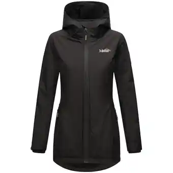 Netto Marken-Discount MARIKOO Damen Sportliche Jacke Outdoorjacke Lange Übergangs Regenjacke mit Kapuze Honigbeere Angebot