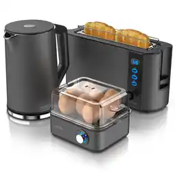 Netto Marken-Discount Arendo Frühstücks-Set in grau - Wasserkocher / Toaster / Eierkocher Angebot
