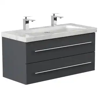 Netto Marken-Discount Badmöbel Marmor Carrara White YAMO 100 cm 2 Hahnlöcher SoftClose in versch. Ausführungen Angebot