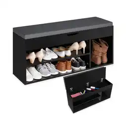 Netto Marken-Discount tectake Schuhbank, für 9 Paar Schuhe, großes Klappfach, 104 x 30 x 49 cm Angebot