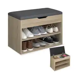 Netto Marken-Discount tectake Schuhbank, für 6 Paar Schuhe, großes Klappfach, 60 x 30 x 43,5 cm Angebot