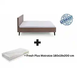 Netto Marken-Discount Polsterbett 180 x 200 Viola Bettgestell mit Kopfteil Taupe Angebot