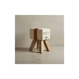 Netto Marken-Discount KADIMA DESIGN Retro Sitzhocker Canzas, Baumwollgewebe/Ziegenleder, 40x47x30 cm - Stilvoll & Robust Angebot
