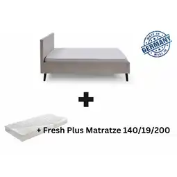 Netto Marken-Discount Polsterbett 140 x 200 Viola Bettgestell mit Kopfteil Beige Angebot