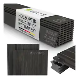 Netto Marken-Discount Juskys WPC Terrassendielen 6 m² – 220 cm Dielen, wetterfest inkl. Unterkonstruktion – Grau Angebot
