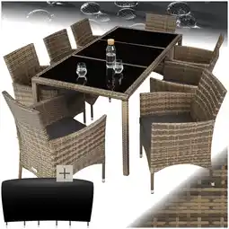 Netto Marken-Discount tectake Rattan Sitzgruppe, für 8 Personen, UV-beständig, inklusive Schutzhülle Angebot