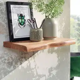 Netto Marken-Discount KADIMA DESIGN Rustikales Landhausstil Baumkanten-Wandregal, Handgefertigt aus Massivholz, 40cm Angebot