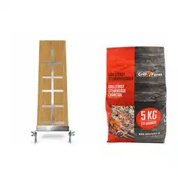 Netto Marken-Discount Grillfürst Flammlachs Starter-Set Flammlachsbrett und Steakhouse Grillkohle 5kg Angebot