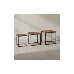 Netto Marken-Discount KADIMA DESIGN Beistelltisch-Set aus Sheesham Massivholz und Metall, 3 Größen, Stilvolles Trio Angebot