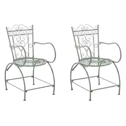Netto Marken-Discount CLP 2er Set Stühle Sheela I Gartenstühle Aus Metall I Metallstuhl Mit Armlehnen Im Jugendstil Angebot