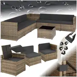 Netto Marken-Discount tectake Rattan Lounge, für 6 Personen, große Aufbewahrungsbox, mit Sicherheitsglasplatte Angebot