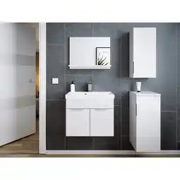 Netto Marken-Discount Badmöbel-Set Slimline Lago 4tlg Spiegel & Midischränke weiss hgl/weiss matt Angebot