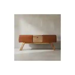 Netto Marken-Discount KADIMA DESIGN Retro Sitzbank, Echtes Leder, Holzbeine, 120 cm - Stilvoll & Komfortabel mit Stauraum Angebot