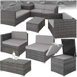 Netto Marken-Discount tectake Rattan Lounge, für 5 Personen, Dicke der Polster 8 cm, inklusive großer Aufbewahrungsbox Angebot