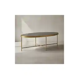 Netto Marken-Discount KADIMA DESIGN VILS Couchtisch, oval, Glasplatte, filigranes Metallgestell, Schwarz/Gold, 110x56 cm Angebot